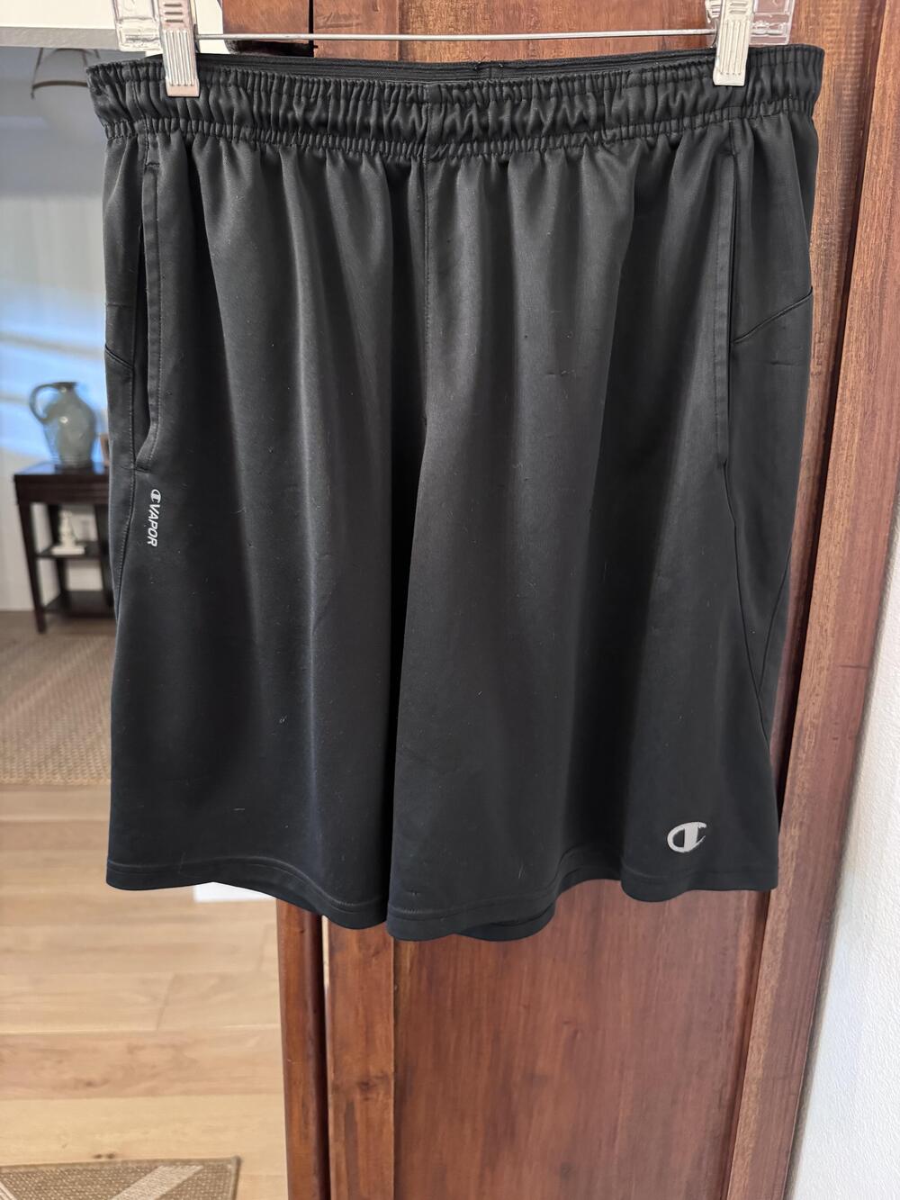 Champion Shorts Mens Large Black C Vapor Performance Athletic Running 9" Inseam